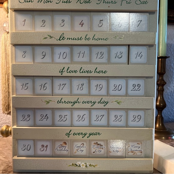 VTG Wooden Farmhouse Perpetual Calendar Floral Hand Crafted Birchfield complete - Picture 10 of 16